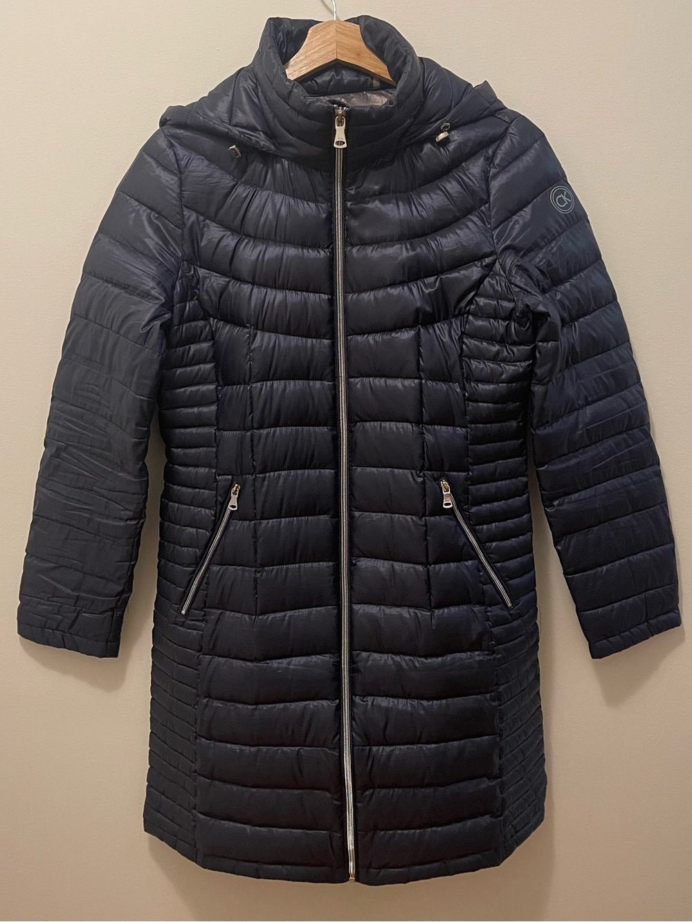 Calvin Klein Women's Quilted Hooded Puffer Coat - Navy Blue